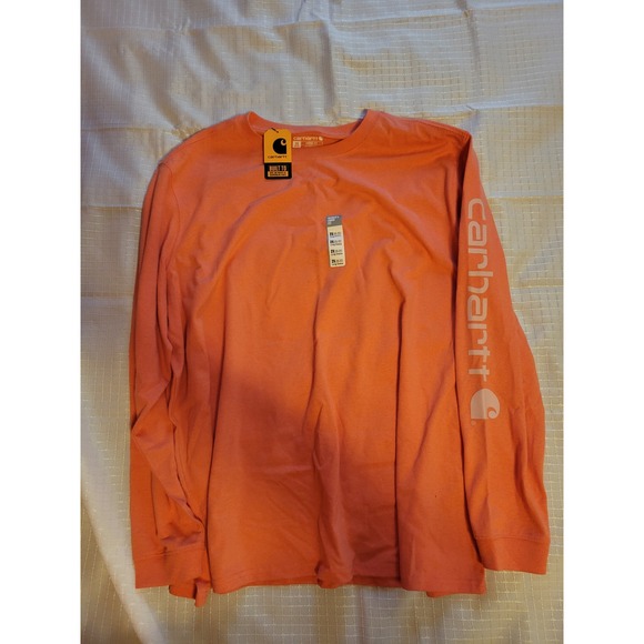 Carhartt Tops - Carhartt Womens 2X Loose Fit Long Sleeve Graphic T-Shirt Coral Orange NWT